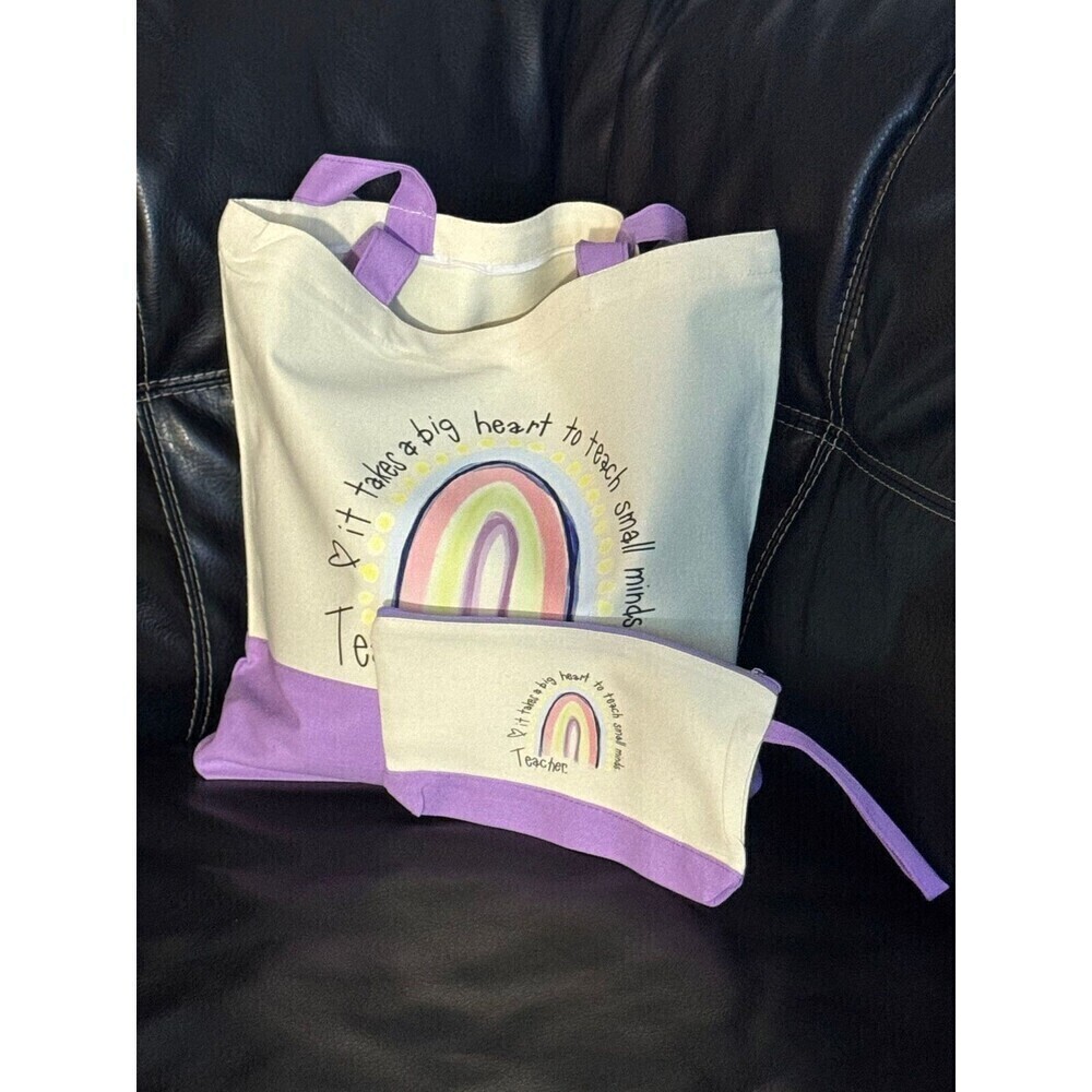 Canvas Tote Bag with Zipper Cosmetic Bag It takes  a Big Heart